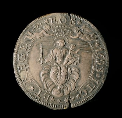 A Gének Köztársaság pénzneme: ECU széles ezüstben. Átm. 61 mm. 1693. vissza. Genes Musei di Strada Nuova (l., M7097) alkotó: Italian School
