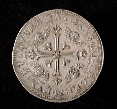 A Gének Köztársaságának pénzneme: hat ekus ezüst érme. Átm. 61,5 mm. 1715. Vissza. Genes Musei di Strada Nuova (l., M7156) alkotó: Italian School