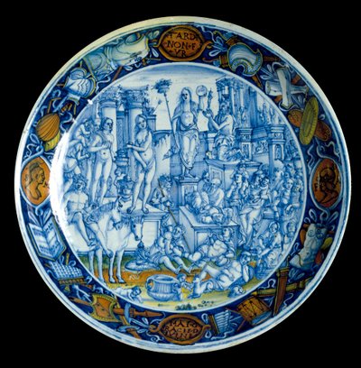 Decoree lemez, amely a görög mitológiában Selene, a Hold istennő allegóriáját képviseli. Faenzából, 150 körül. Firenze Musee du Bargello. (Firenze, Bargello Nemzeti Múzeum) alkotó: Italian School
