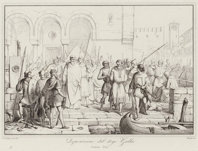 Galla dózse lerakása, 750 (metszet) alkotó: Italian School