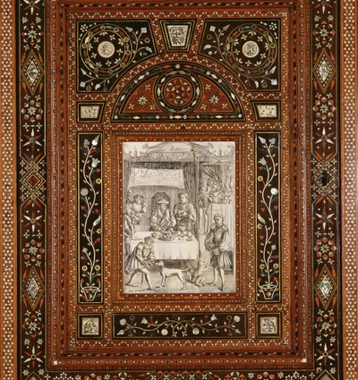 Részlet egy elefántcsontmetszetről, Memling (kb. 1433-94), egy szekrényből, amelyet Mária skót királynőnek (1542-87) és II. Ferencnek (1544-60) adtak nászajándékba (fa és elefántcsont berakás) ( lásd: 162449) alkotó: Italian School