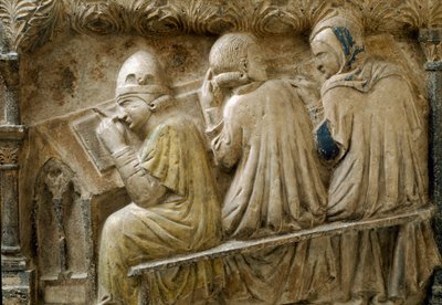 Részlet a Bonifacio Galluzzi tanfolyamot követő hallgatókról (Sírtábla, 1346 körül) alkotó: Italian School