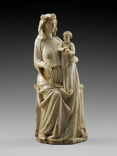 Madonna és gyermeke trónolt, 1350-1375 körül (elefántcsont polikrómia nyomaival) alkotó: Italian School
