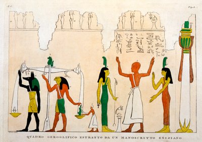 Részlet egy egyiptomi hieroglif kéziratból, amelyet Dominique Vivant, Baron de Denon (1747-1825) vésett alkotó: Italian School