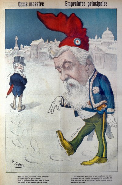 Fallière Loubet nyomdokain sétál a "La Rana"-ból, 1910 körül (nyomat) alkotó: Italian School
