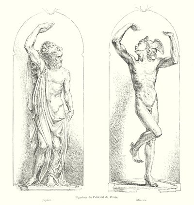 Figurines du Piedestal du Persee, Jupiter, Mercure (metszet) alkotó: Italian School