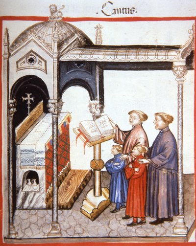 Fol.103r Ének, illusztráció a Tacuinum Santiatis Codex Vindobonensis-ből alkotó: Italian School
