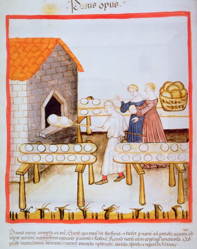 Fol.63v Sütés barna kenyér, illusztráció a Tacuinum Sanitatis alkotó: Italian School