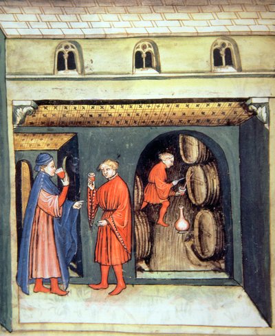 Fol.86v érlelt gyümölcsbor, illusztráció a Tacuinum Santiatis Codex Vindobonensisből alkotó: Italian School