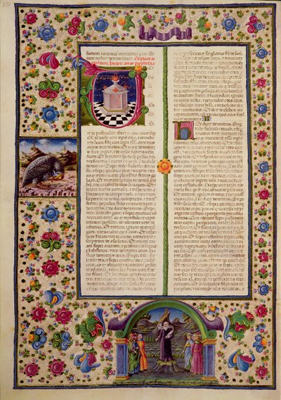 Fol.92v Amos próféta könyvének megnyitása, a Borso d