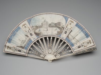 Összecsukható ventilátor, kilátással a római műemlékekre, 1780-1790-es évek alkotó: Italian School