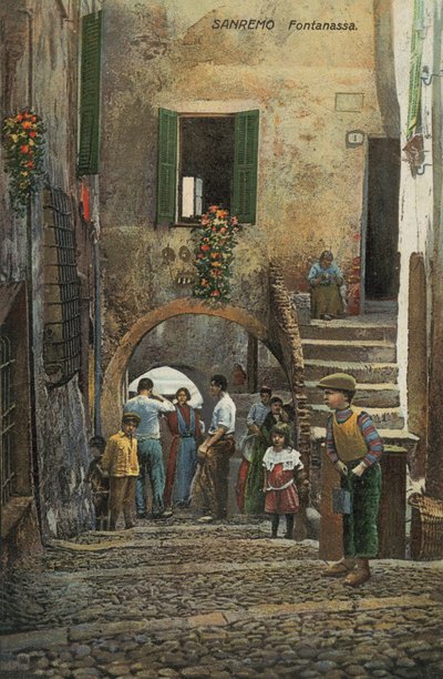 Fontanassa, San Remo, Olaszország (színes litográfia) alkotó: Italian School