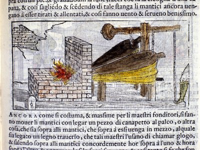 Forge - a Biringuccio „Pirotechniájában”. alkotó: Italian School