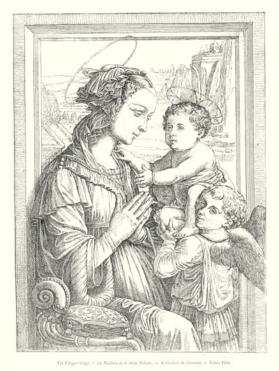 Fra Filippo Lippi, A Madonna és az Isteni Gyermek, Firenzei Gyűjtemény, Palazzo Pitti (metszet) alkotó: Italian School