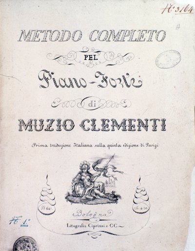 Muzio Clementi: Teljes módszer a zongorára című tankönyv előlapja alkotó: Italian School