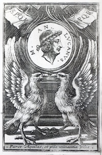Marcus Annaeus Lucanus előlapja a Lucans Pharsalia-hoz, kiadás 1663-ban alkotó: Italian School