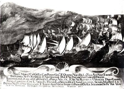 Francisco Morosini tábornok (1618-94) és a velencei flotta találkozásában a török flottával Kréta partjainál, 1661. május alkotó: Italian School