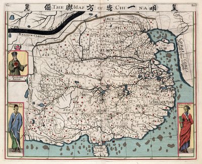Kína földrajzi térképe Matteo Ricci (1552-1610) „A kínai királyság beszédéből, Riciusból és Trigautiusból” alkotó: Italian School