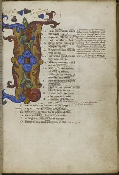 Harley 2769, f.3 Díszített kezdőbetű „I”(n) Ovidius Metamorphoses című művének elején, 1400 körül (tinta és szín pergamen) alkotó: Italian School
