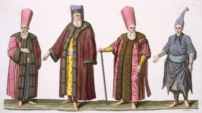 A Hárem vezető Usherje, a Harem Ushers kapitánya, Harem Usher és Pageboy, 3. tábla A Nemzetek története I. kötet III. részéből, V. Raineri metszet (akvatinta) alkotó: Italian School