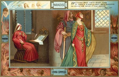 Illusztráció Dante Isteni komédiájához (színes litográfia) alkotó: Italian School