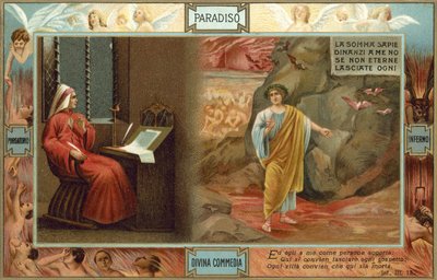 Illusztráció Dante Isteni komédiájához (színes litográfia) alkotó: Italian School