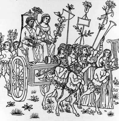 Illusztráció Francesco Colonna „Hypnerotomachia Poliphili” című művéből, először 1499-ben jelent meg (fametszet) alkotó: Italian School
