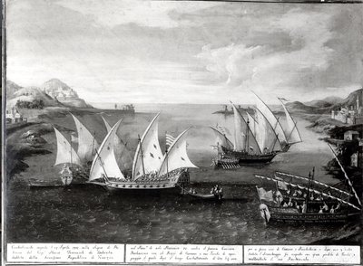 Incidens Patras mellett Ivanovics da Dabrota velencei kapitány és Barbarossa török kalóz között, 1751. április 17. alkotó: Italian School