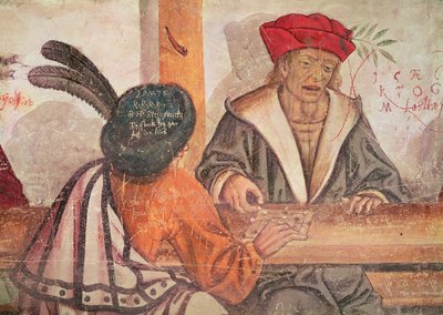 Egy fogadó belseje, két társasjátékot játszó férfi részlete (freskó) alkotó: Italian School