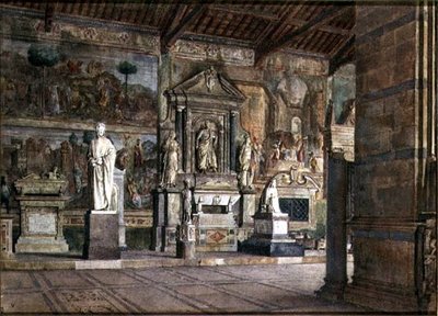 A pisai Campo Santo belseje, 1845 körül (akvarell, papír) alkotó: Italian School