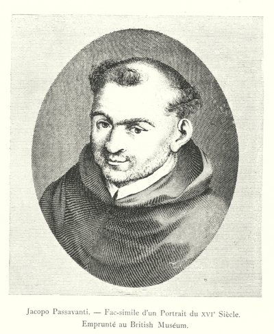 Jacopo Passavanti, Fakszimile egy 16. századi portréról, kölcsönzött a British Museumból (metszet) alkotó: Italian School