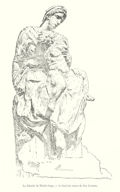 Michelangelo szeretetszolgálata, San Lorenzo új sekrestyéje (metszet) alkotó: Italian School