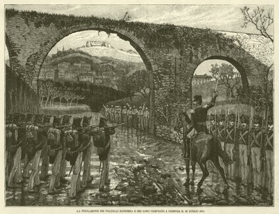 A zászlótestvérek és kísérőik lelövése Cosenzában 1844. július 25-én (metszet) alkotó: Italian School