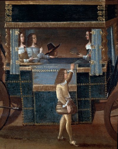 Hölgyek az autóban, részlet (Festmény alkotó: Italian School