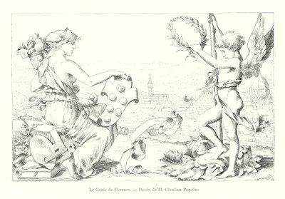 Firenze géniusza, M. Claudius Popelin rajza (metszet) alkotó: Italian School