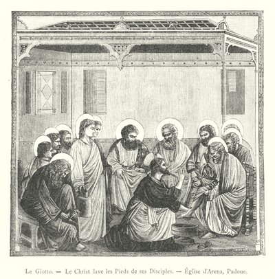 Le Giotto, Krisztus, aki megmossa tanítványai lábát, Aréna templom, Padova (metszet) alkotó: Italian School