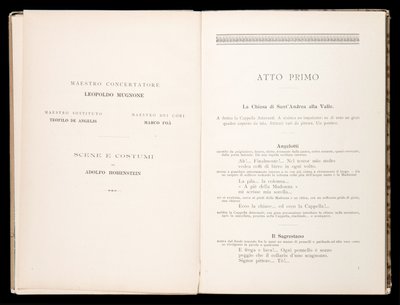 Librettó: Tosca, Giacomo Puccini, Ricordi kiadás, Olaszország alkotó: Italian School