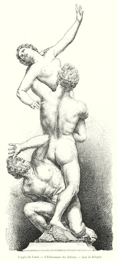 Loggia dei Lanzi, A szabinok elrablása, Bolognai János (metszet) alkotó: Italian School