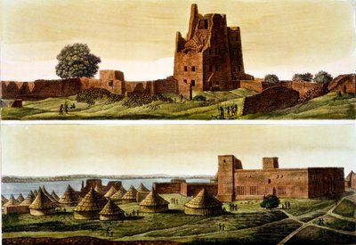 Alsó-Egyiptom vagy Szudán, a Nílus: Lent, El-Querebyn falu, 1820-30-as évek alkotó: Italian School