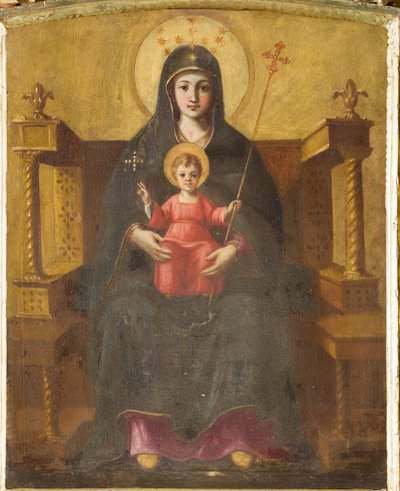 Madonna trónol a gyermekkel alkotó: Italian School