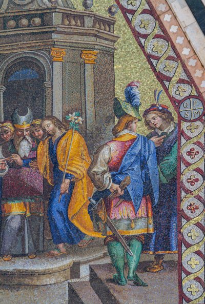 Szűz házassága, mozaik, felső csúcs az orvietoi katedrális homlokzatán, Umbria, Olaszország alkotó: Italian School