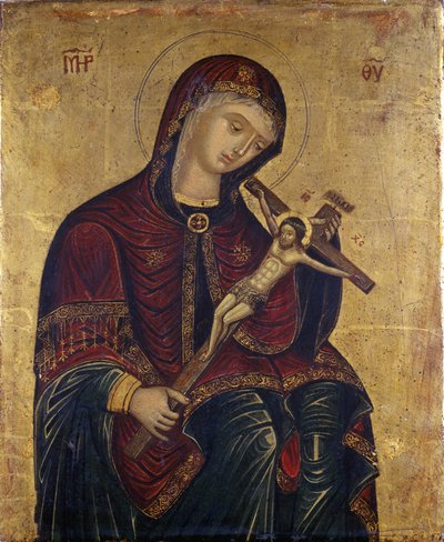 Mária a feszülettel (tempera fűzfán) alkotó: Italian School