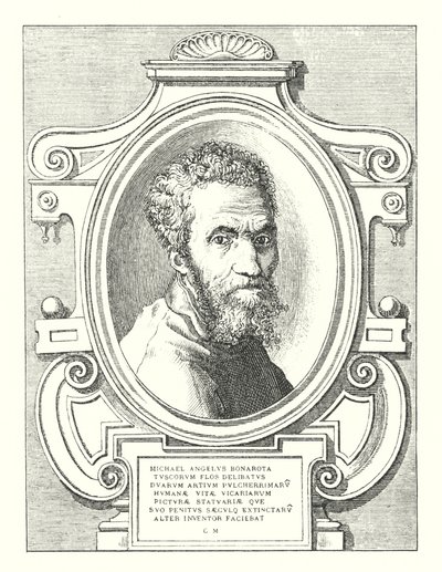 Michael Angelo Bonarota Toszkán Virág Delibatus Két legszebb emberi élet vikárius festménye, szobrai és más feltalálói alkotások mélyen kihalt számára (metszet) alkotó: Italian School
