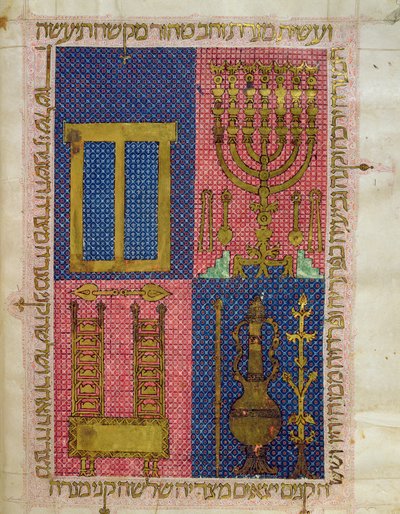 Ms.OR.26 fol.26r A templom eszközei, a héber Bibliából (vellum) alkotó: Italian School