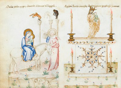 Ms 43-1950 fol.3v Repülés Egyiptomba, a Speculum Humanae Salvationistól alkotó: Italian School