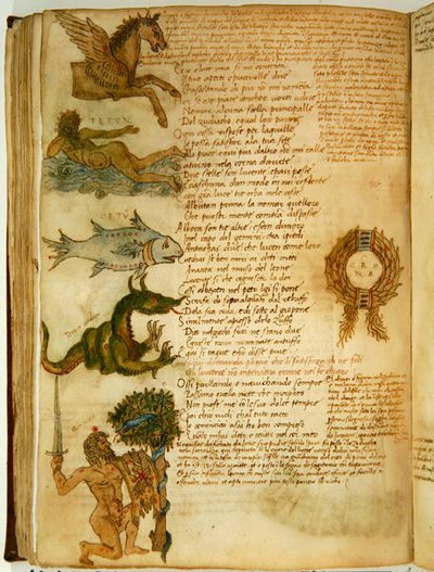 Ms Ital 483 P.4.7 f.159v Csillagképek, a „Dittamondo”-ból, Fazio degli Uberti (vellum) alkotó: Italian School