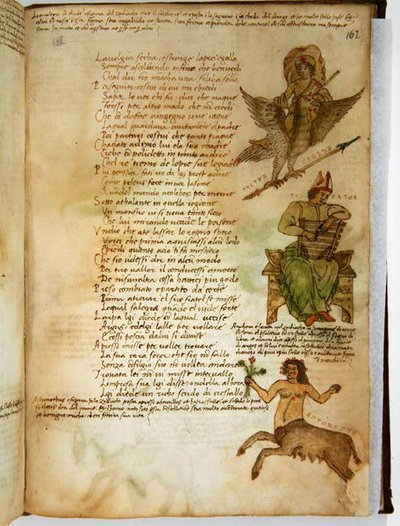 Ms Ital 483 P.4.7 f.162r Csillagképek, a „Dittamondo”-ból, Fazio degli Uberti (vellum) alkotó: Italian School