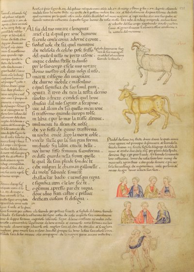 Ms Italien 87. fol.171 Asztrológiai jeleket illusztráló oldal, a „De Civitate Dei, San Agostino”-ból (vellum) alkotó: Italian School