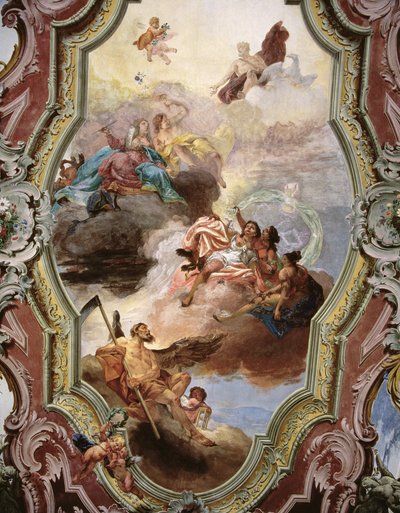 Mitológiai jelenet Jupiterrel, Junóval, a múzsákkal és az Atya idővel alkotó: Italian School