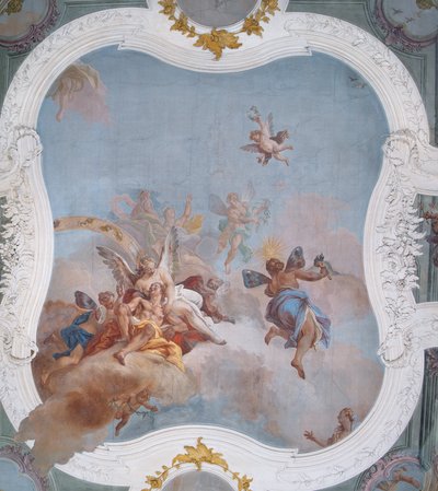 Mitológiai jelenet az állatövvel (freskó) alkotó: Italian School
